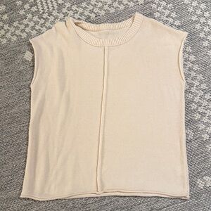 Sleeveless Knit Top in Light Beige - Classic Casual